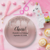 Assiettes En Carton Parties scintillant rose de goutte d'or 21e annive (Fête)