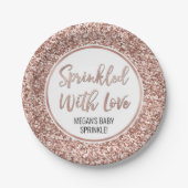 Assiettes En Carton Parties scintillant rose d'or parsemée d'amour (Devant)