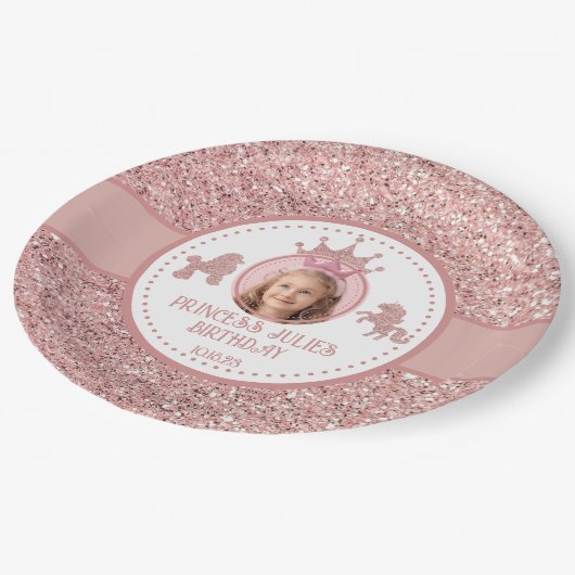 Assiettes En Carton Parties scintillant rose doux scintillant princess (Angle)