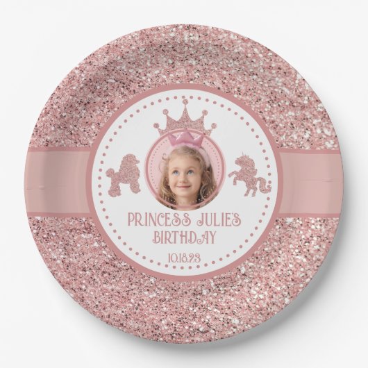 Assiettes En Carton Parties scintillant rose doux scintillant princess (Devant)