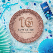 Assiettes En Carton Parties scintillant rose élégant Joyeux 16e annive (Fête)