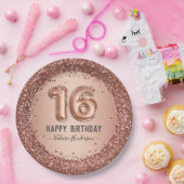 Assiettes En Carton Parties scintillant rose élégant Joyeux 16e annive (Fête)