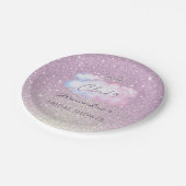 Assiettes En Carton Parties scintillant rose Elle est sur Cloud 9 Fête (Angle)