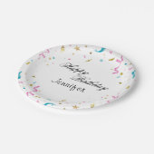 Assiettes En Carton Parties scintillant rose et aqua Confetti (Angle)