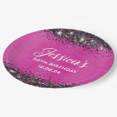 Assiettes En Carton Parties scintillant rose et noire chaude 50e anniv (Angle)