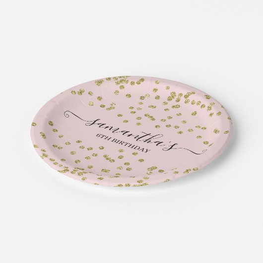 Assiettes En Carton Parties scintillant rose et or (Angle)