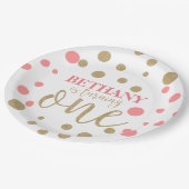 Assiettes En Carton Parties scintillant rose et or Premier Anniversair (Angle)