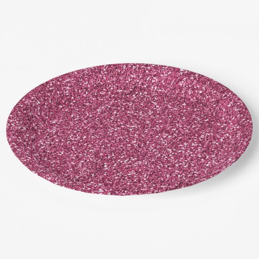 Assiettes En Carton Parties scintillant rose fille      (Angle)