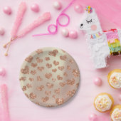 Assiettes En Carton Parties scintillant Rose Foxier Gold Hearts Confet (Fête)