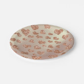 Assiettes En Carton Parties scintillant Rose Foxier Gold Hearts Confet (Angle)