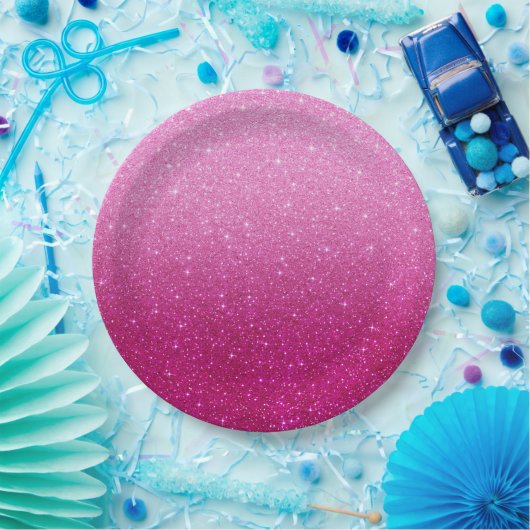 Assiettes En Carton Parties scintillant rose moderne Motif ombre (Fête)