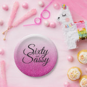 Assiettes En Carton Parties scintillant rose Ombre 60 et Sassy 60e ann (Fête)