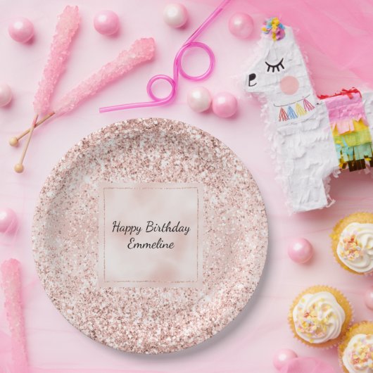 Assiettes En Carton Parties scintillant rose pâle (Fête)