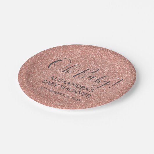 Assiettes En Carton Parties scintillant Rose Rose Gold et étincelle Oh (Angle)