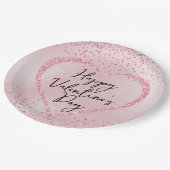 Assiettes En Carton Parties scintillant rose Script romantique Saint V (Angle)