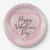 Assiettes En Carton Parties scintillant rose Script romantique Saint V (Devant)
