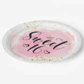 Assiettes En Carton Parties scintillant rose Wreath Sweet 16e Fille An (Angle)