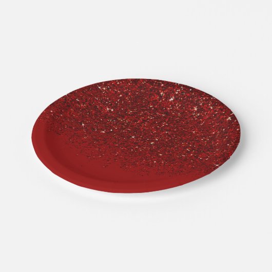 Assiettes En Carton Parties scintillant Rouge Glam Sparkle Élégant Par (Angle)