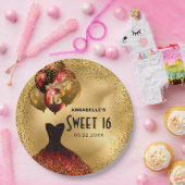 Assiettes En Carton Parties scintillant rouge or doux 16 (Fête)