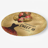 Assiettes En Carton Parties scintillant rouge or doux 16 (Angle)