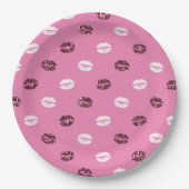 Assiettes En Carton Parties scintillant rouge rose Blanc Baisers Lièvr (Devant)