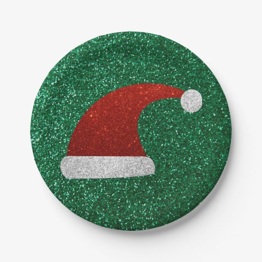 Assiettes En Carton Parties scintillant Santa Hat (Devant)