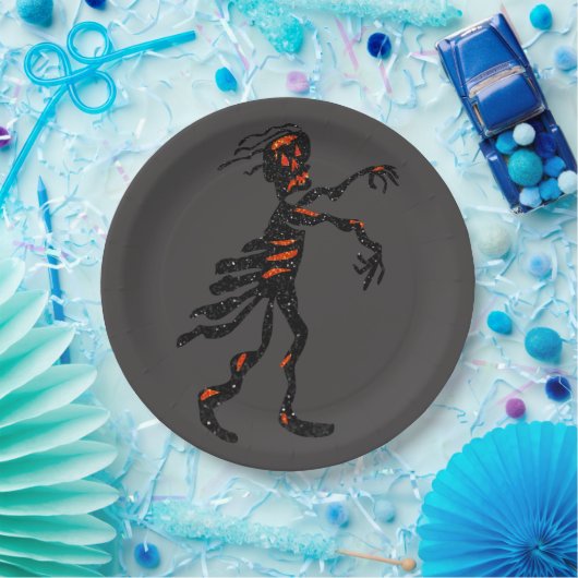Assiettes En Carton Parties scintillant Skeleton Zombie Halloween (Fête)
