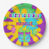 Assiettes En Carton Parties scintillant Slime coloré fête d'anniversai (Devant)