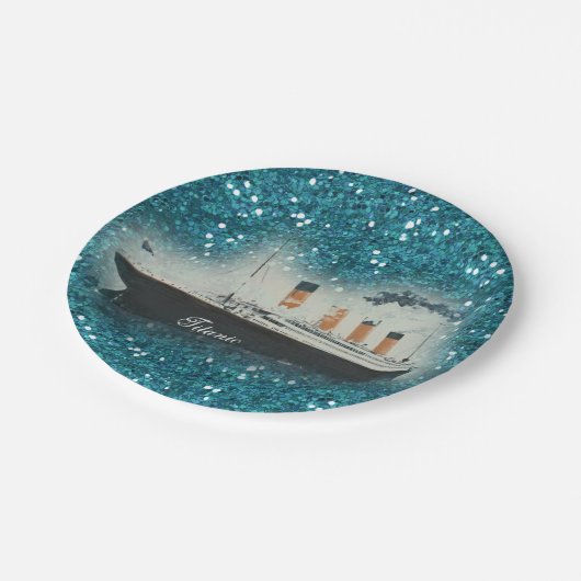 Assiettes En Carton Parties scintillant Titanic Sapphire White Star (Angle)