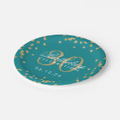 Assiettes En Carton Parties scintillant Turquoise d'or Confetti 30e an (Angle)