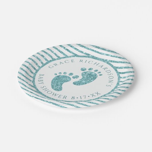 Assiettes En Carton Parties scintillant turquoise Plaques de papier po (Angle)