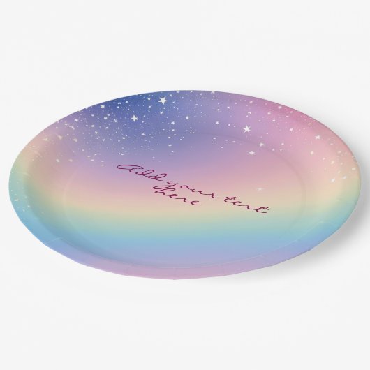 Assiettes En Carton Parties scintillant Unicorne arc-en-ciel (Angle)