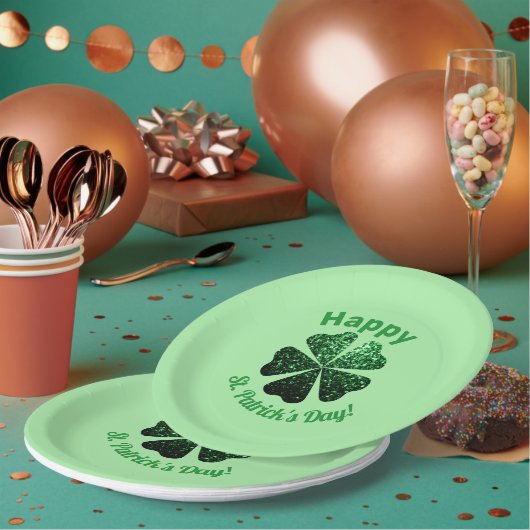 Assiettes En Carton Parties scintillant vert foncé pétillant Shamrock  (Multi)