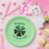 Assiettes En Carton Parties scintillant vert foncé pétillant Shamrock  (Fête)