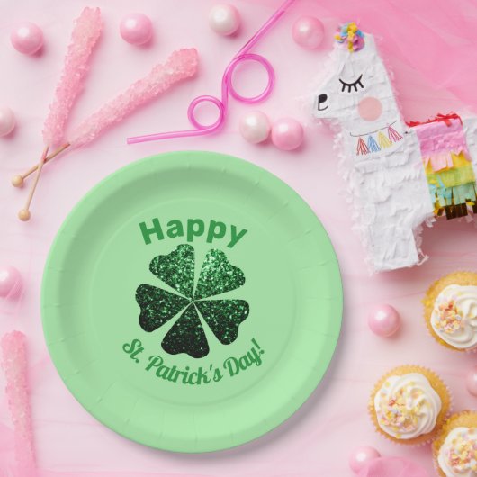 Assiettes En Carton Parties scintillant vert foncé pétillant Shamrock  (Fête)