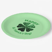 Assiettes En Carton Parties scintillant vert foncé pétillant Shamrock  (Angle)