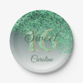 Assiettes En Carton Parties scintillant verte, 16 Parties scintillant, (Devant)