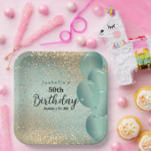 Assiettes En Carton Parties scintillant verte et or à la menthe Annive (Fête)