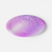 Assiettes En Carton Parties scintillant violet Monogramme Nom Luxury G (Angle)