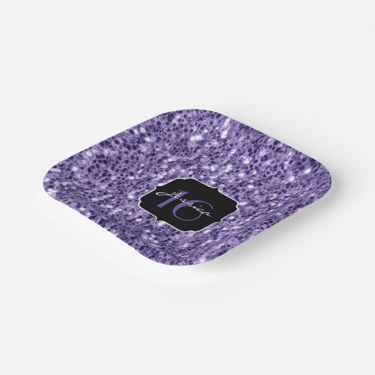 Assiettes En Carton Parties scintillant violet ultra violet étincelles (Angulaire)