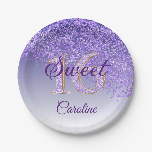 Assiettes En Carton Parties scintillant violette, 16 Parties scintilla (Devant)