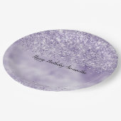 Assiettes En Carton Parties scintillant violette brillante             (Angle)