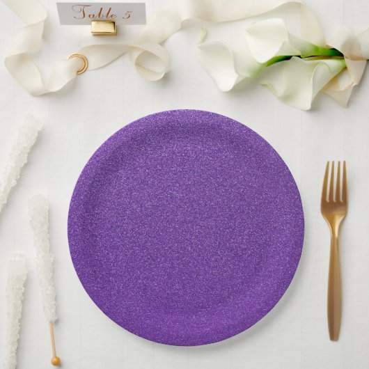 Assiettes En Carton Parties scintillant violette, Étincelle, Arrière - (Mariage)