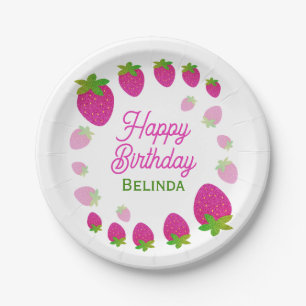 Assiettes En Carton Parties scintillant Y2K Fraise Berry Anniversaire