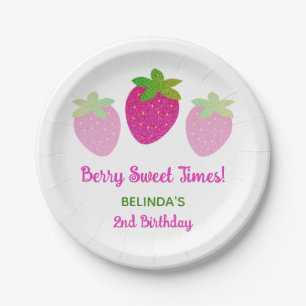 Assiettes En Carton Parties scintillant Y2K Pink Strawberry 2e anniver