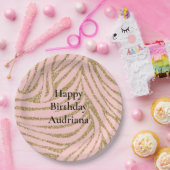 Assiettes En Carton Parties scintillant Zebra Gold Rose (Fête)