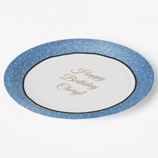 Assiettes En Carton Parties scintillantes bleues faites sur commande (Angle)