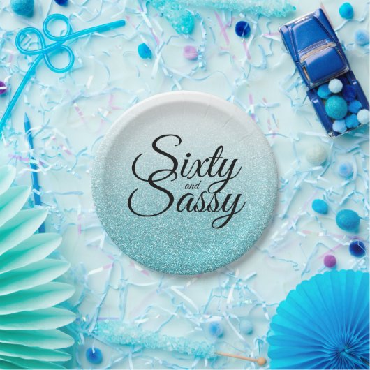 Assiettes En Carton Parties scintillantes bleues Ombre 60 et (Fête)