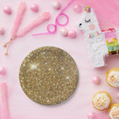 Assiettes En Carton Parties scintillantes de luxe d'or - image (Fête)