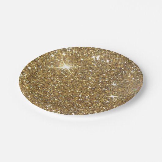 Assiettes En Carton Parties scintillantes de luxe d'or - image (Angle)